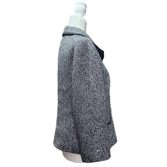 LAFAYETTE 148 tweed black white wool cashmere camel hair short jacket size 10 - Picture 5 of 12